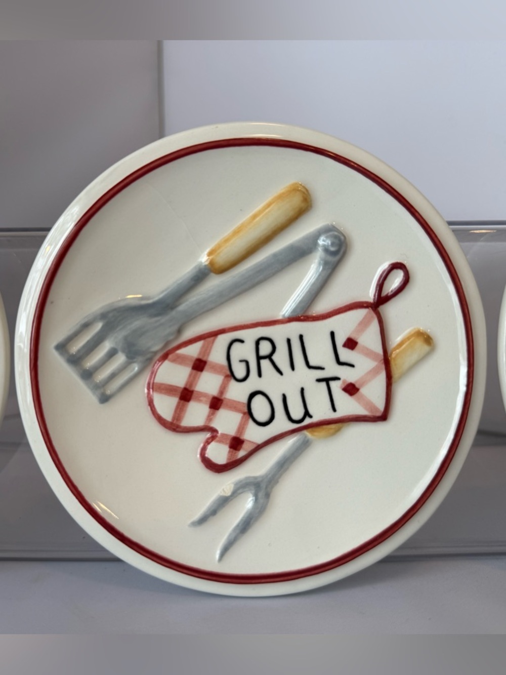 3 Pc MWW Market 4.5" Mini Plate Set Grill/ Pig/Go Out/Take Out -Farmhouse Picnic - Picture 3 of 16